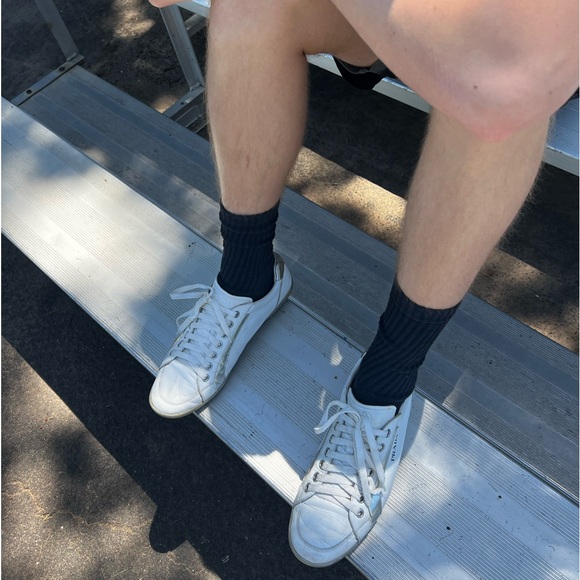 PRADA MEN SILVER FOIL METALLIC SHOES LEATHER SNEAKER SPORT 11 RUNNER WHITE ITALY - Picture 9 of 16